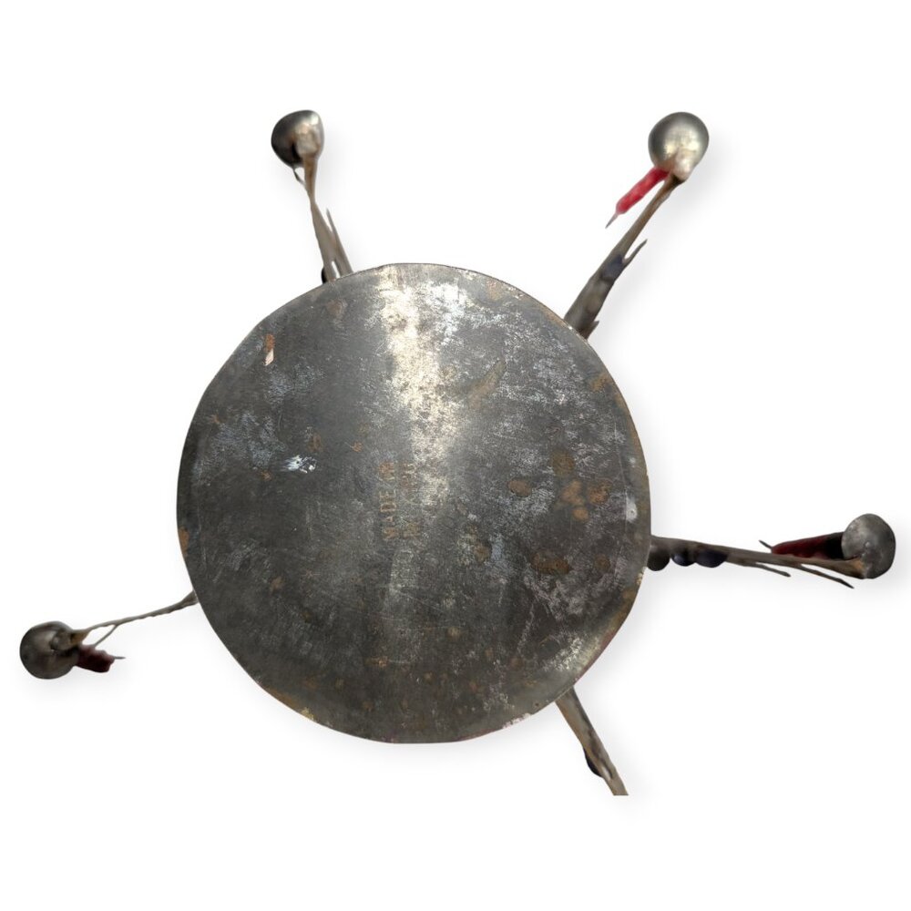 Vintage Primitive Folk Art Metal Christmas Tree Candle Holder with Red Star 12" - Picture 8 of 12